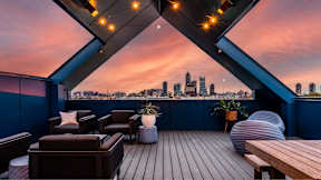 Modern Rooftop Patio at Gathyr Apartments, Indiana, 46202