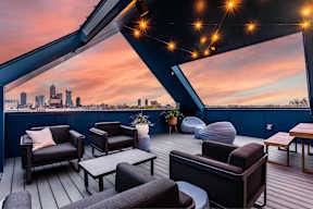 Rooftop Lounge Seating at Gathyr Apartments, Indianapolis, Indiana