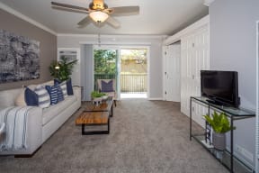 Walnut Creek CA Apartments - Walnut Hill - Living Room with Plush Carpeting and Furniture