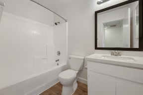 Bathroom with vanity and shower