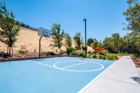 Basketball court near landscape