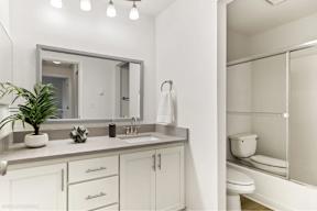 A bathroom with a white sink and a white toilet at Bridge City, Oregon, 97236