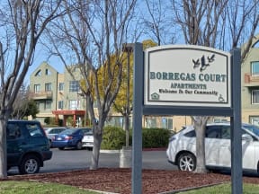 Borregas Court in Sunnyvale community exterior with signage