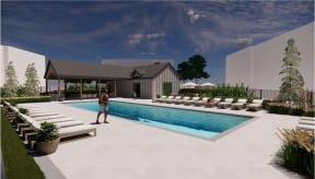 Townhomes for Rent in Vancouver, WA - The Farmstead - Sparkling Pool with Sundeck and Lounge Chairs