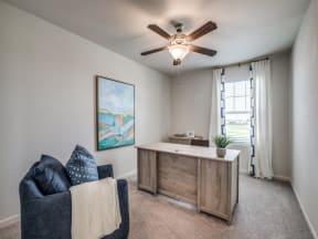 Living Room With Ceiling Fan at Banyan Kingsland Heights, Texas, 77423