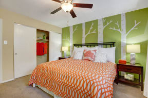 Three Bedroom Apartments in Landover MD - The Villages at Morgan Metro Bedroom with Modern Paint, Spacious Closet, and Wall to Wall Carpeting