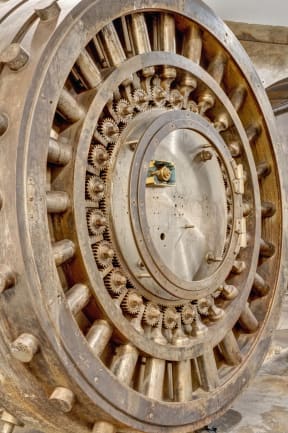a close up of the gears of a machine at Metro67, Memphis, TN