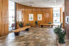 Babcock tower apts lobby with wood trim
