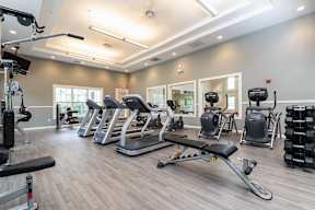Fitness room with new equipment at The Ledges Weymouth