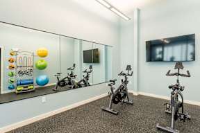 Fitness center yoga studio and spinning room