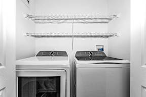 Washer and dryer in loft apartment at the Loft Apartment in the Ledges.