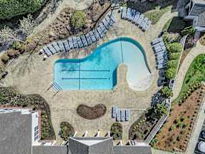 An aerial view of the swimming pool at the Ledges Apartments in Weymouth.