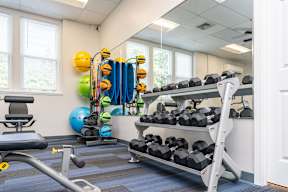 fitness room at Townhouse Apartments