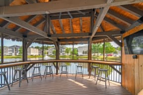 a view of the gazebo from the inside of the building  at Reserve at Gulf Hills Apartment Homes, Ocean Springs