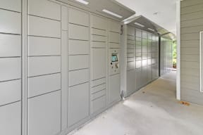 a row of lockers in a building