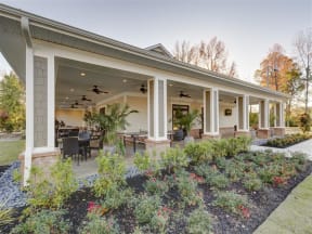 Outdoor Clubhouse Patio at Cambridge Station Apartments, Mississippi