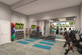 a rendering of a fitness room at the new marriott marquis san diego