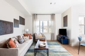 Living Room With Expansive Window at Station 40, Tennessee, 37209