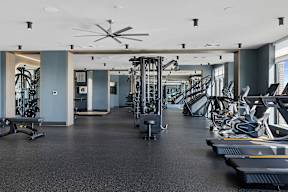A spacious gym with a variety of equipment.at The Pearl at Station Bay, South Amboy, 08879