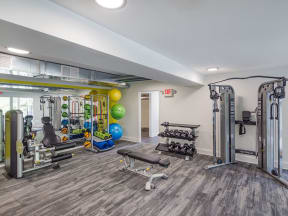 Amberwood at Lochmere, Cary NC, fitness center with free weights
