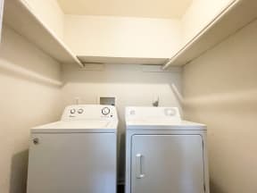 Full size white washer and dryer at Barracks West in Charlottesville, VA