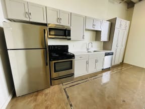 Land Bank Lofts studio apartments in Columbia SC with unique original features and stainless steel appliances