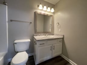 Stone Gate Apartments in Charlotte, NC renovated bathroom with modern fixtures