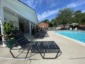 Retreat at Palm Pointe, North Charleston South Carolina, lounge chairs next to pool