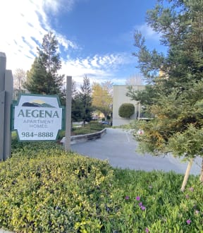 a building with a sign in front of it