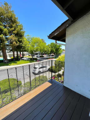 Exterior of the balcony at Exterior of the building with lots of Greenery Prodesse Property Group 418 Brahms Way Sunnyvale CA 94087