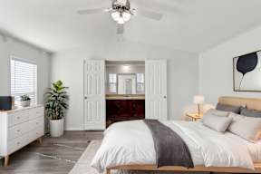 Bedroom With Ceiling Fan at Regency Village, San Antonio, TX, 78239