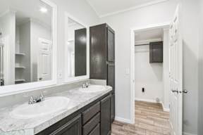 Primary Bathroom at Woodview Apartments, Austin, TX