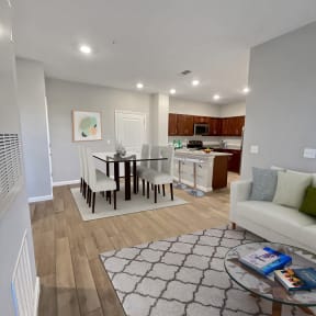 Kitchen, Dining Room and Living Room