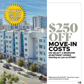 $250 OFF Move In Costs on Select 3 Bedroom Apartment Homes
