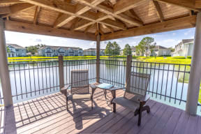 Covered Deck Overlooking Pond