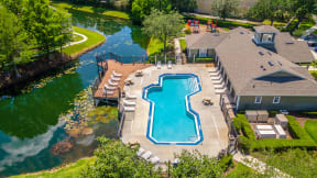 aerial view of a swimming pool