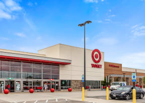 the exterior of a target store with cars parked outside