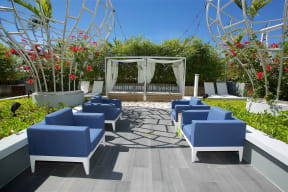 Wood Sofa And Sundeck at South of Atlantic Luxury Apartments, Delray Beach, FL