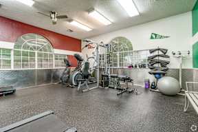 spacious gym with cardio equipment and windows at the enclave at woodbridge apartments