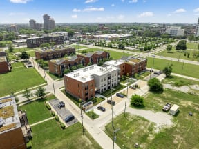 a view of the campus from the roof of a building