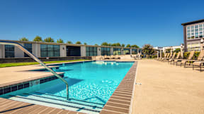A swimming pool with a ladder and a number 3 on the side.