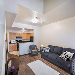Apartment townhouse living room-The Brewery Apartments St. Louis, MO