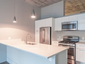 Interior Image of Apartment kitchen from the living room