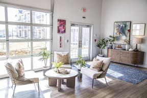 Living Room Interior at Heartland View Apartments, Wentzville, Missouri