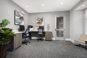 Business center with computers