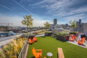 Rooftop with plants and seating