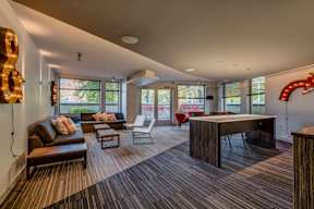 Community room with seating and tables