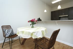 Table in front of kitchen counter