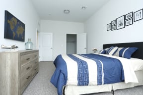 Bedroom model unit with carpeted floors