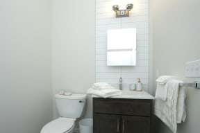 Bathroom model with wooden cabinet